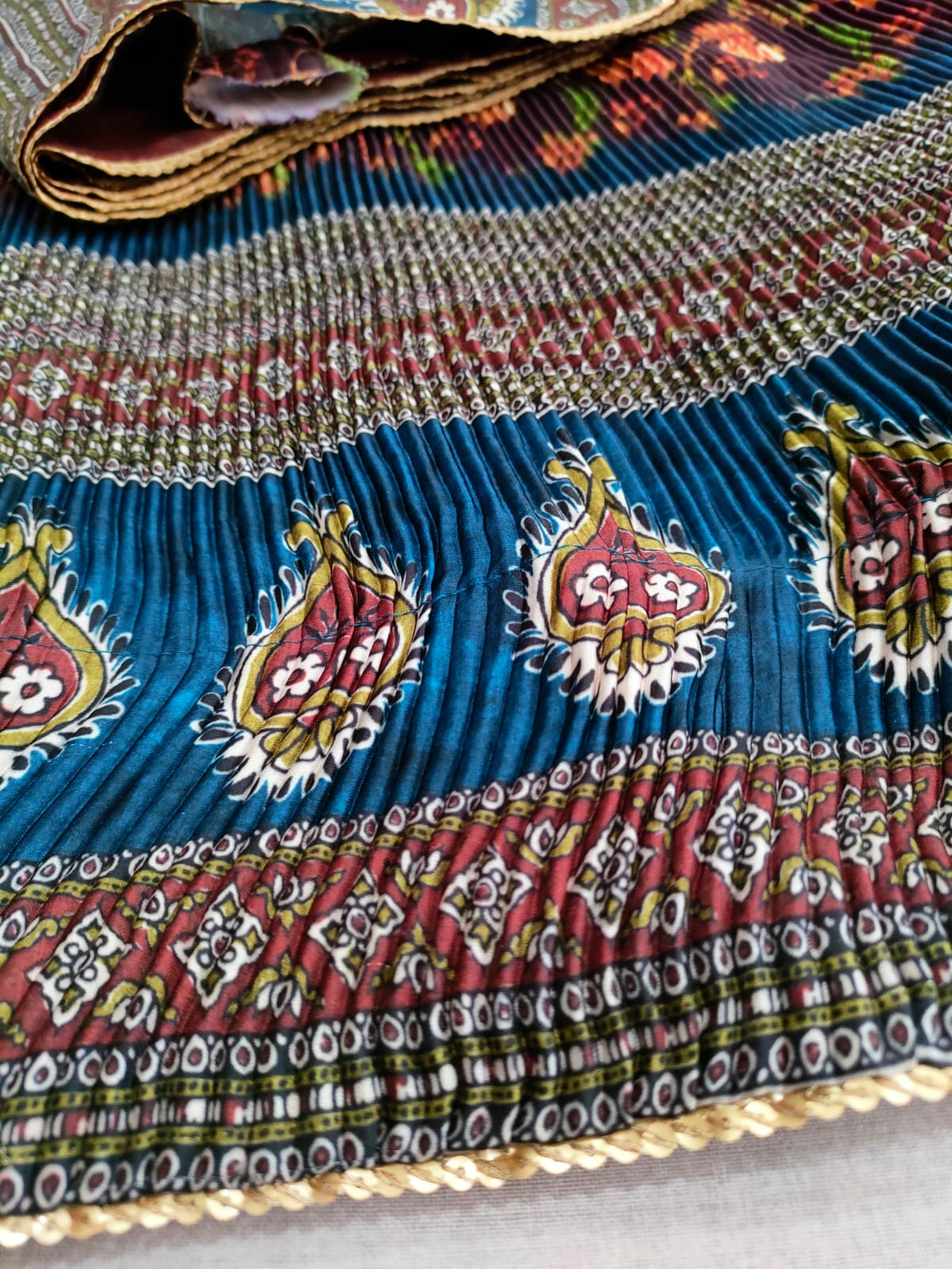 414004 Digital Printed Silk Crush Lehanga Set