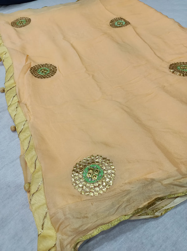 258010 Rajasthani Pure Chinon Silk Saree