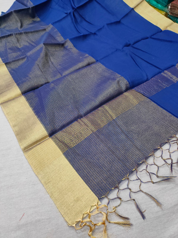 284002 Kota Doria Saree - Royal Blue