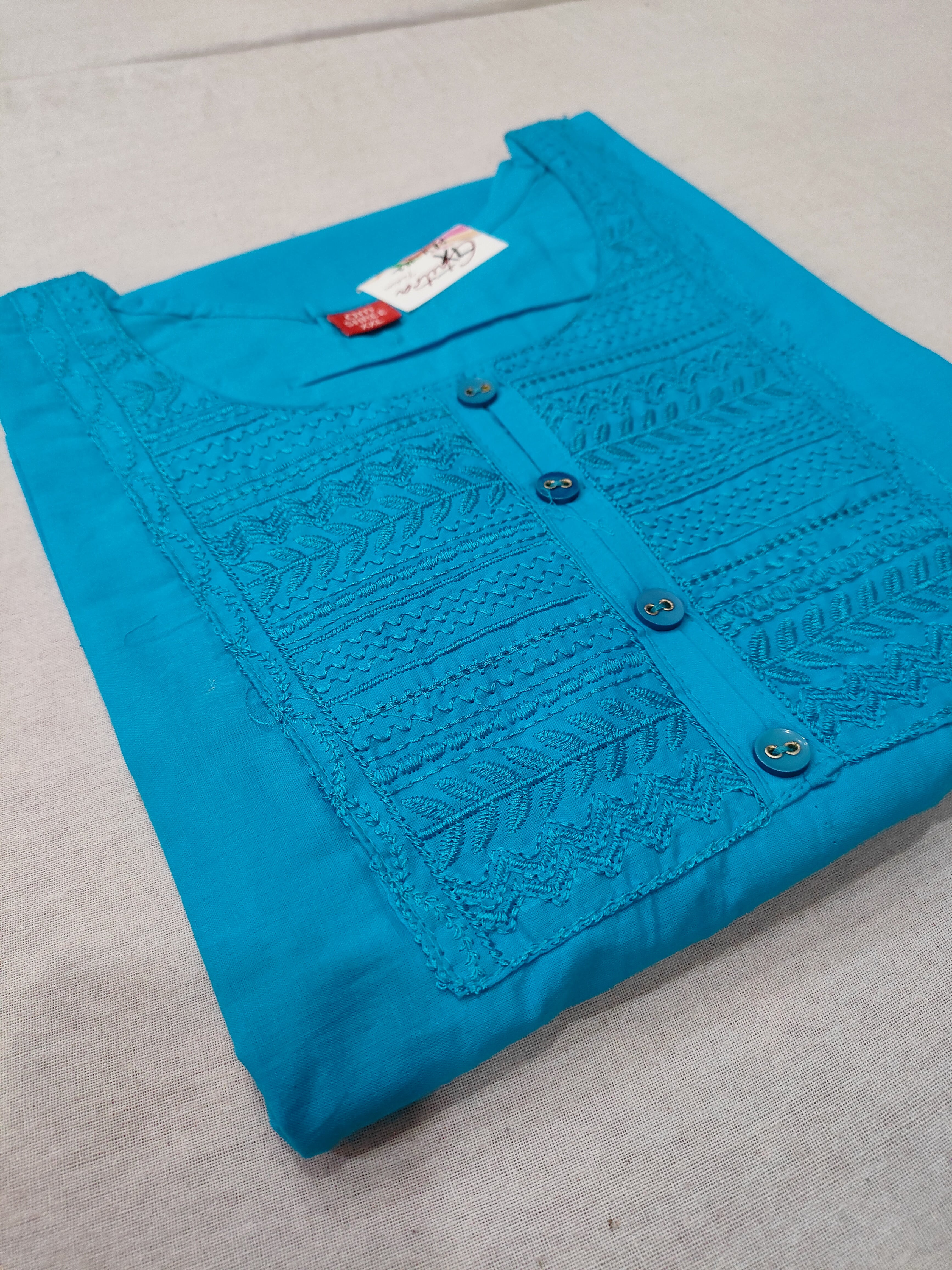 289011 Cotton Short Straight Kurti - Firoji