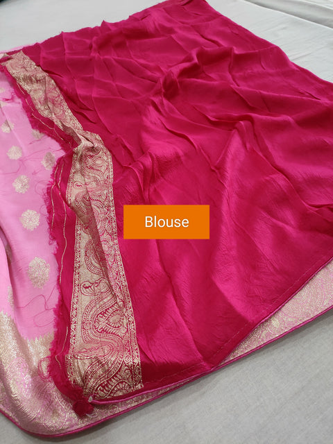 106003 Pure Dola Silk Saree With Zari Weaving - Pink