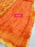 313002 Chiffon Crap Flower Print Saree - Orange