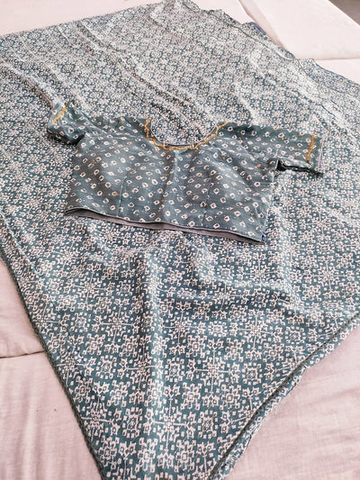 355001 Designer Saree With Stitch Blouse - Gray
