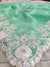 131004 Designer Party Wear Saree With Diamond And Kashmiri Work - Light Green
