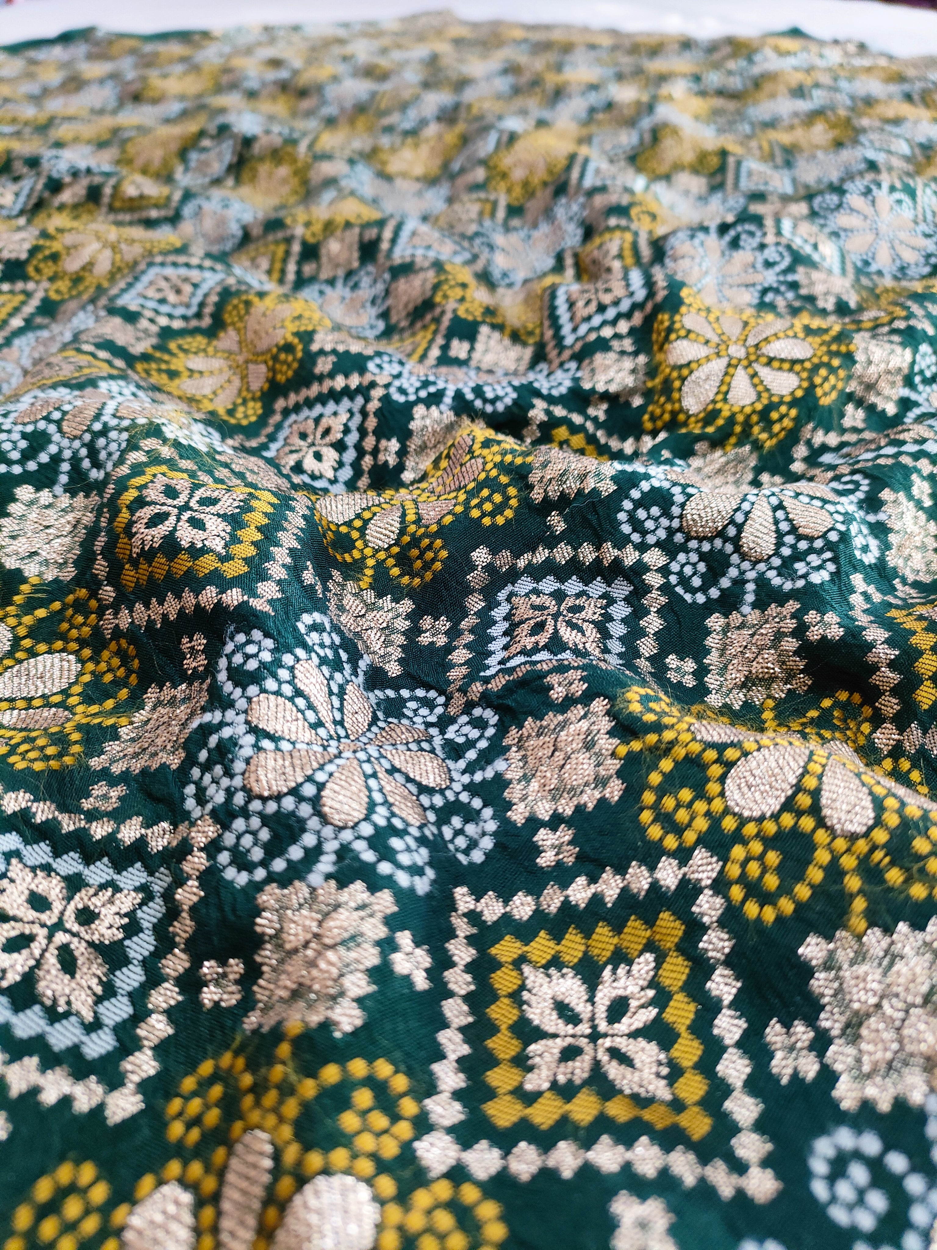 779008 Pure Dola Silk Patola Saree With Zari Weaving All Over (136003)