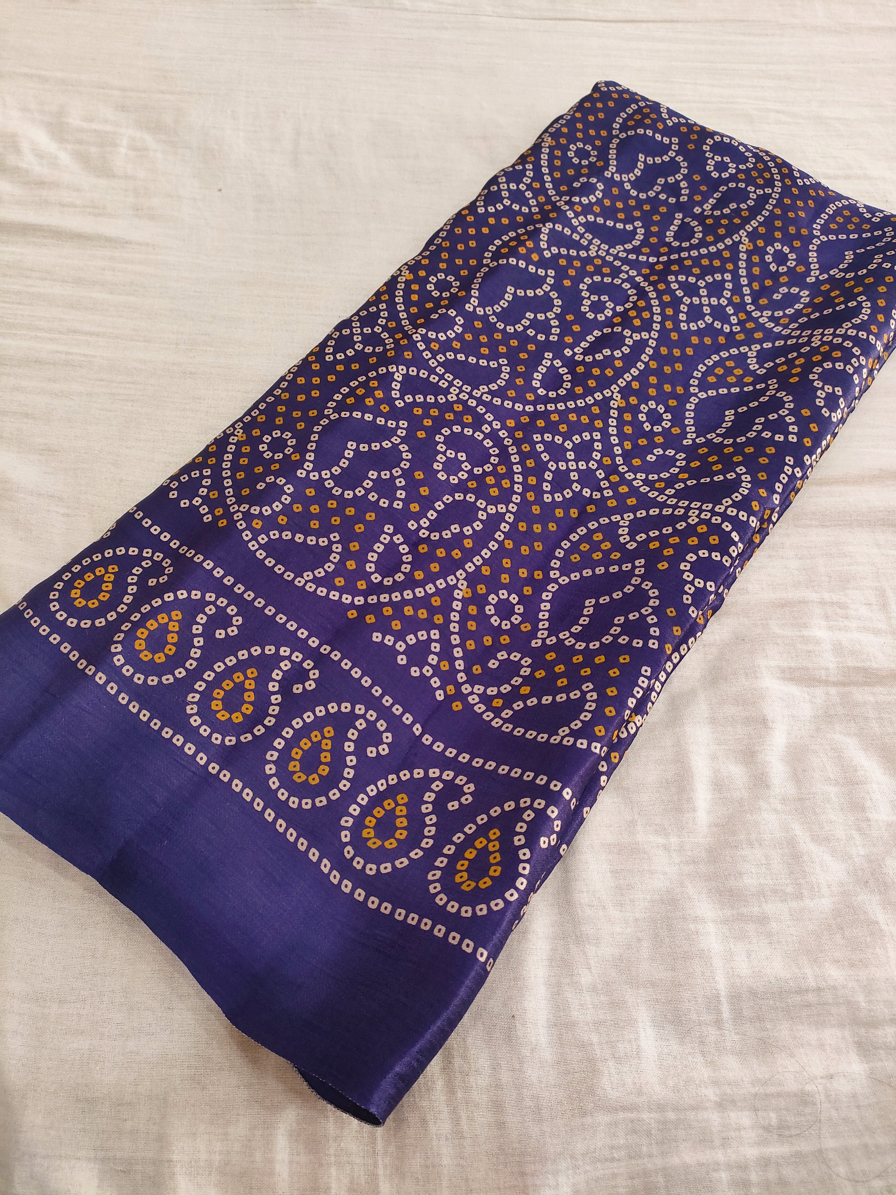 381003 शुद्ध गज्जी सिल्क बंधनी दुपट्टा - बैंगनी 