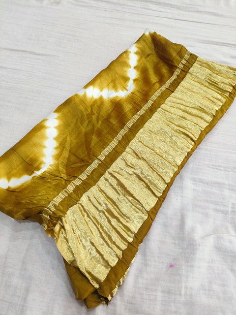 381001 Pure Gajji Silk Hand Dye Dupatta - Golden