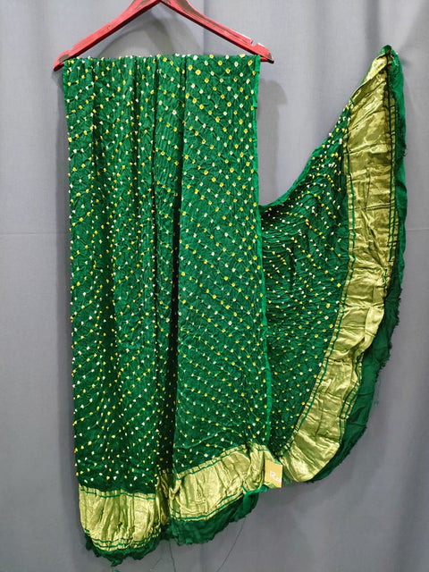 393001 Pure Gajji Silk Hand Bandhani Dupatta - Green