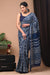 406003 Pure Chanderi Cotton Hand Block Print Saree With Zari Weaving
