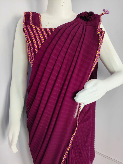 153001 Stylish Ready To Wear Designer Saree With Stitch Sequence Blouse